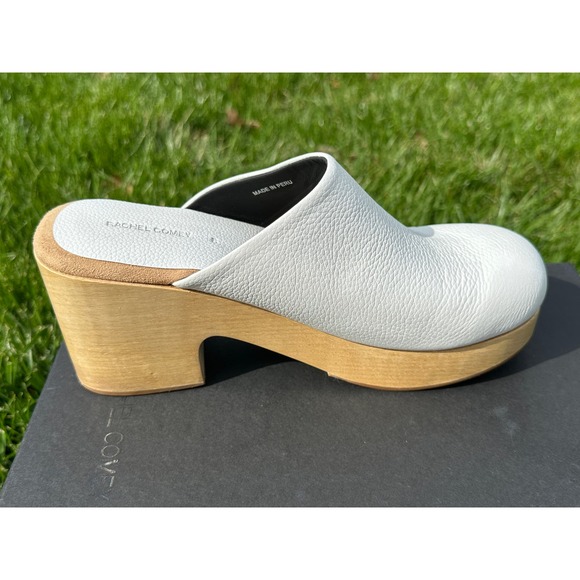 Rachel Comey Blaring Clog Nappa Leather White Natural Wood Size 8 NIB Clogs - Picture 10 of 16